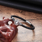 Modern Design Popular Black Leather Anchor Luxury Bracelet For Men Stainless Steel Leather Bracelet Elegant And Couple Bracelet - SJB-DIAMOND ELITES