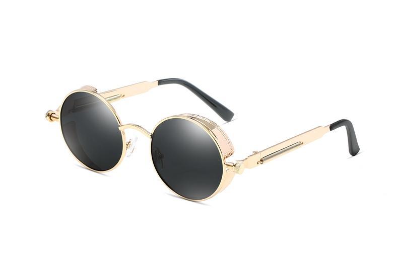 Luxury Popular Retro  Gothic Steampunk Polarized Men and  Women Brand Designer Vintage Round High Quality Metal Frame Sunglasses With UV400 Protection - SJB-DIAMOND ELITES