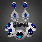 Luxury Woman Elegant Wedding Bridal Jewelry Sets For Women Rhinestone Austrian Crystal Jewelry Set Bracelet Earrings Set - SJB-DIAMOND ELITES