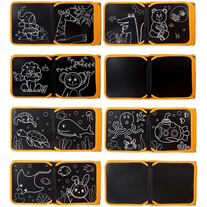Modern Popular Kids Baby Education Skill Book  Drawing Board Book Animal Coloring Book  Blackboard Painting For Kids - SJB-DIAMOND ELITES