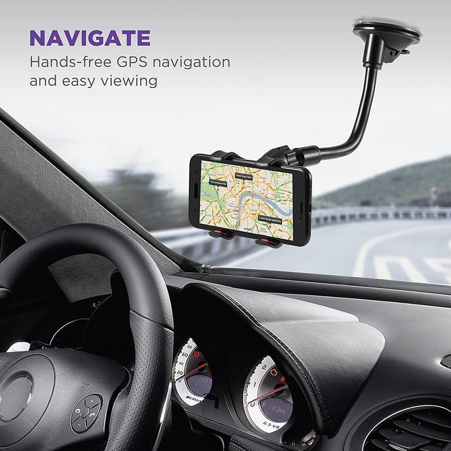 Adjustable Car Strong Phone Holder Flexible 360 Degree Rotation Windshield Mobile Stable Phone Holder Support GPS Car Accessories Stevvex