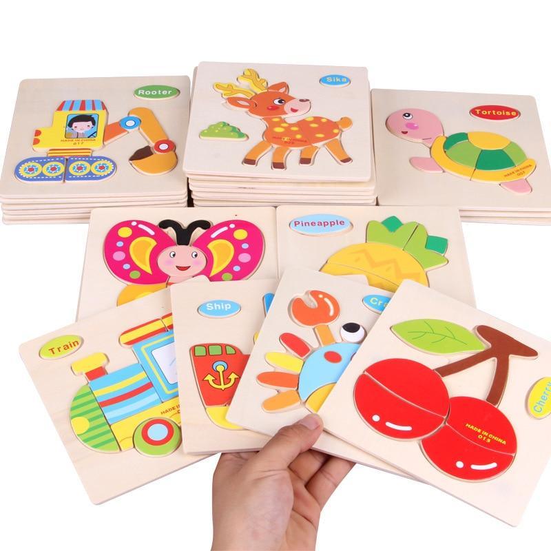 Wooden 3D Stevvex Modern Interesting Baby Learning Puzzles for Children Cartoon Animal Fruit Puzzles Intelligence Kids Children Educational Toy - SJB-DIAMOND ELITES