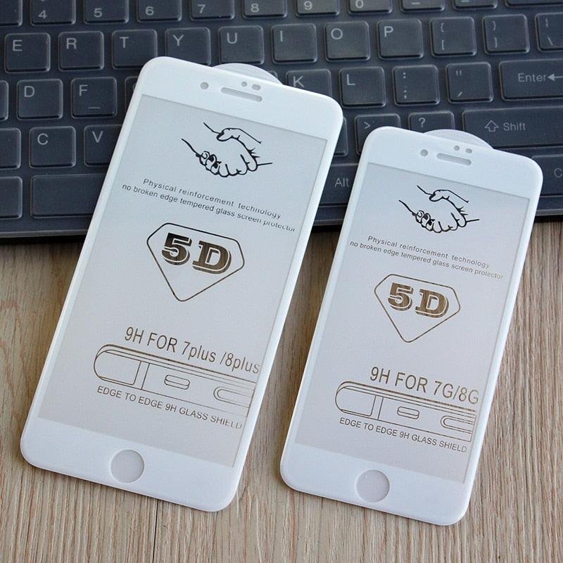 5D Screen Protector for iPhone6 6S 7 8 Plus X Edge Full Cover Film for iPhone 14 13 12 mini 11 Pro Max XR XS Tempered Glass Film Curved Edge Full Glue Screen Protector For iPhone Stevvex