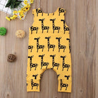 Cute Newborn Baby Boy Girl Sleeveless Cartoon Animal Cotton Romper Jumpsuit Outfits With Giraffe Design