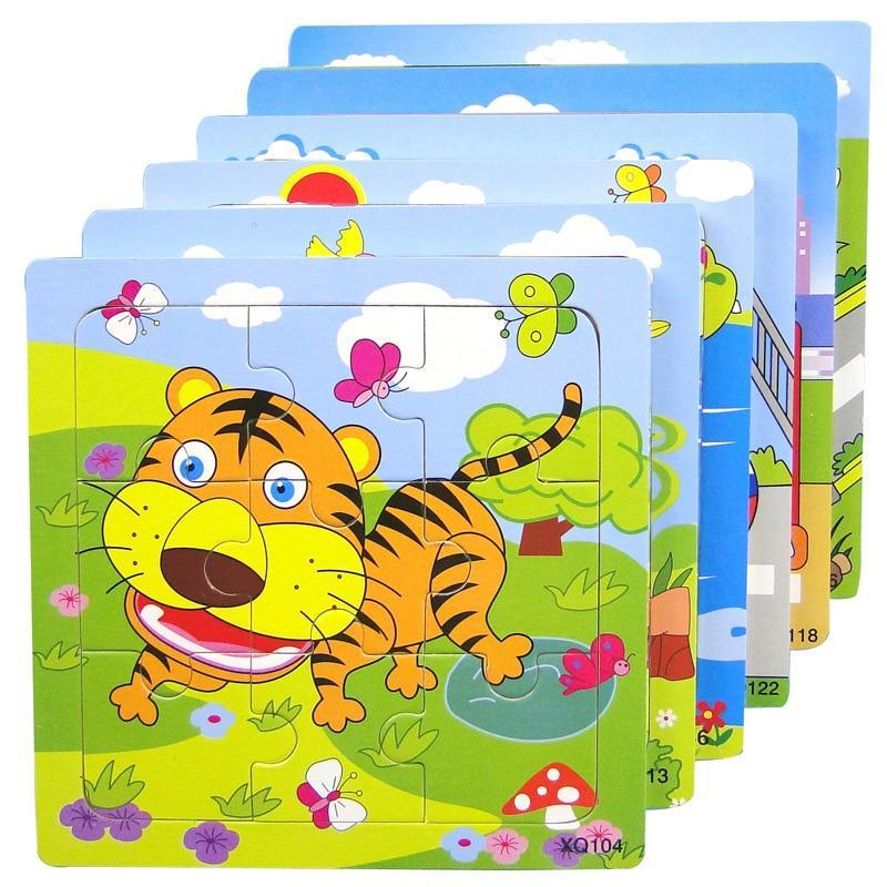 1 Pcs Animal Wooden Puzzles For Children In Wooden 3D Mosaic Puzzles Kids Educational Toys Design  For Baby Birthday Gifts - SJB-DIAMOND ELITES