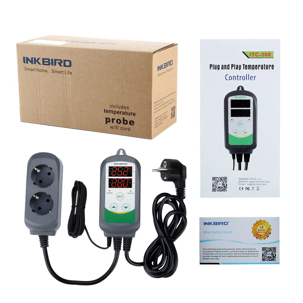 INKBIRD ITC-308 Heating and Cooling Dual Relay Temperature Controller, Carboy, Fermenter, Greenhouse Terrarium Temp. Control Lootquake LLC