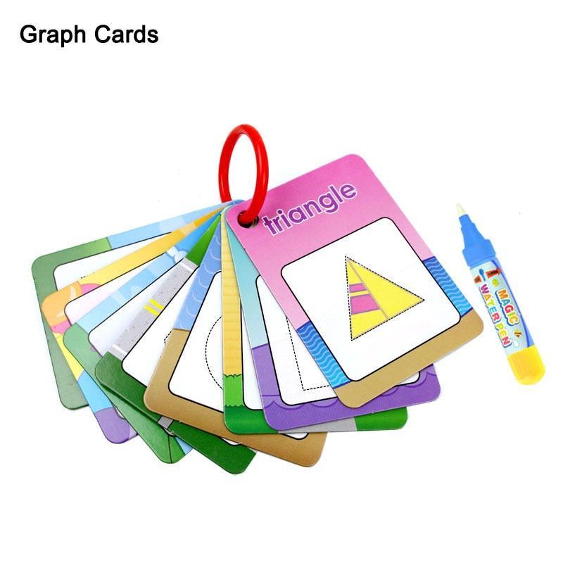 New Magic Doodle Card Water Drawing Card Kids Learn Number/Color/Shape in English 8/10 Pcs with 1 Pcs Water Pen Coloring Toy - SJB-DIAMOND ELITES