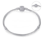 Luxury Modern High Quality Authentic Silver Color Snake Chain Fine Bracelet Fit European Charm Bracelet for Women With Heart and Star - SJB-DIAMOND ELITES