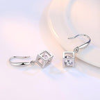 New Style Stamp Silver Color Jewelry Luxury Sets Zircon Elegant Square Cube Necklace Earrings Bracelet For Women - SJB-DIAMOND ELITES