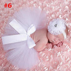 Luxury Modern Elegant Baby Girl Tulle Tutu Skirt and Flower Headband Set Newborn Dress With Big Bow And With Headband