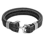 High Quality Stainless Steel Shackle Buckle Leather Survival Anchor Bracelets Bangle Men Surf Nautical Sailor Surfer Wristband Jewelry - SJB-DIAMOND ELITES