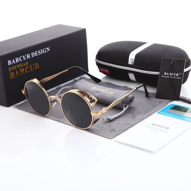 New Steampunk Sunglasses Round Glasses Brand Designer Gothic Glasses Polarized Eyewear For Women and Men With UV400 Protection - SJB-DIAMOND ELITES