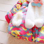 Modern Children's Winter Cartoon Cute Rabbit Infant Outerwear Hooded Baby Girls Jackets For Girls