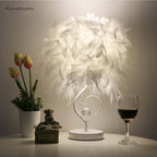STEVVEX Reading Room Luxury Interesting Decor Heart Shape Feather Crystal Lamp Table Lamp for bedroom Light art decor home planetarium - SJB-DIAMOND ELITES