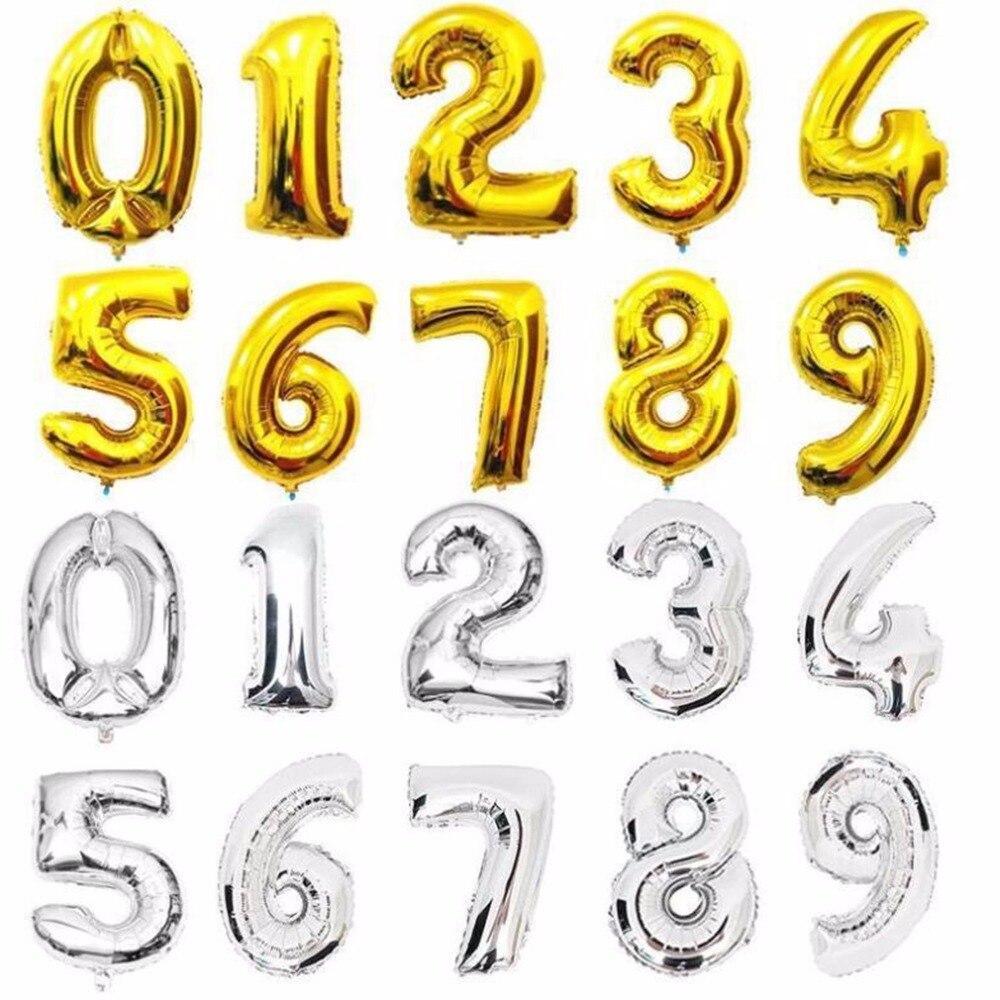 Big 32 Inch Number Foil Balloons Gold Silver Blue Digital Globos For Wedding Birthday Party Decoration In NEW Luxury Style - SJB-DIAMOND ELITES