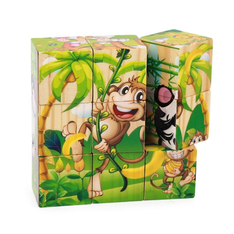 1Set Nine Blocks Six-sided 3D Wooden Cube Puzzle Toys  For Children Kids Educational Toys Funny Games - SJB-DIAMOND ELITES