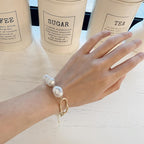 New Handmade Imitation Pearls Gold Metal Link Chain Bracelets for Women Girl Summer Party Luxury Jewelry Gift - SJB-DIAMOND ELITES
