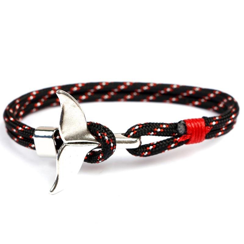 Fashion Whale Tail  Bracelets For Men And Women Charm  Survival Rope Chain  Bracelet Male Wrap Metal Hooks - SJB-DIAMOND ELITES