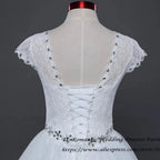 Plus size Vestidos De Novia Real Photo Red pure White Lace O-neck Sequins Wedding Dresses Cheap Princess Bride Gowns Frock HS587