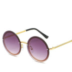 Famous Luxury Round Retro Rimless Elegant Woman and Lady Sunglasses Style With Zircons and Diamonds and UV400 Protection - SJB-DIAMOND ELITES
