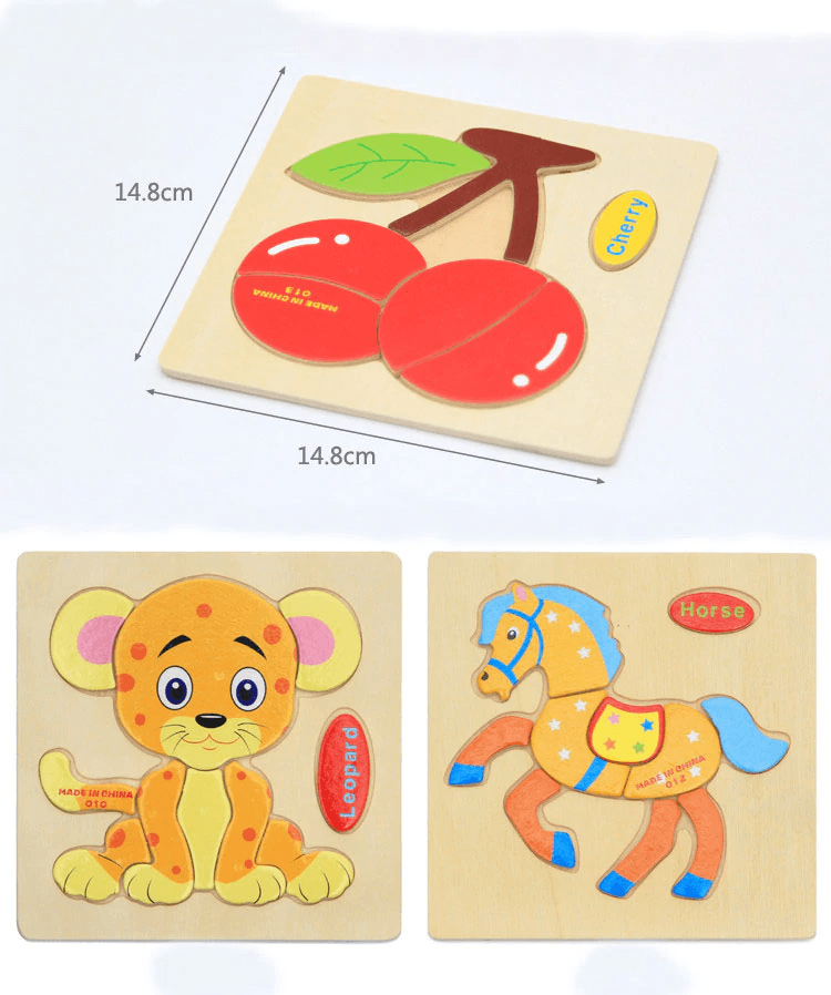 Wooden 3D Stevvex Modern Interesting Baby Learning Puzzles for Children Cartoon Animal Fruit Puzzles Intelligence Kids Children Educational Toy - SJB-DIAMOND ELITES