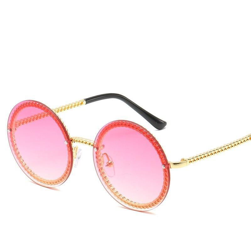 Famous Luxury Round Retro Rimless Elegant Woman and Lady Sunglasses Style With Zircons and Diamonds and UV400 Protection - SJB-DIAMOND ELITES
