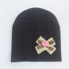 Modern Elegant Baby Girl Hat Cap With Bow and Dots Cotton Flower Beanie for Girls Butterfly Knot