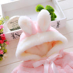 Winter Baby Girls Fur Warm with Cute Rabbit Ears Cloak Coat In Elegant Modern Style For Baby Girls