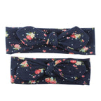 Modern Handmade Mother Baby Turban Matching Headband Mom Daughter Rabbit Ears Headbands Floral Print Bow