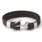 High Quality Stainless Steel Shackle Buckle Leather Survival Anchor Bracelets Bangle Men Surf Nautical Sailor Surfer Wristband Jewelry - SJB-DIAMOND ELITES