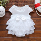 Pink Baby Luxury Bodysuit Infant Girls Princess Puffy Dress Baby Gown Party Wedding Excellent Girls Gift