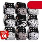 Modern 9/6PCS Set Bamboo Charcoal Washable Real Cloth Pocket NappiesFor Baby Boys and Girls Diaper Set In Modern Design