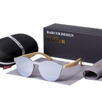 Luxury Sping Hinge Round Sunglasses Bamboo Wood Sunglasses For Men and Women Eyewear With UV400 Protection - SJB-DIAMOND ELITES