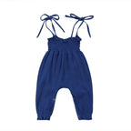 Baby Summer Clothes Sleeveless Strap Pants Solid Overalls Cotton Outfits Jumpsuits/ Romper for Girls