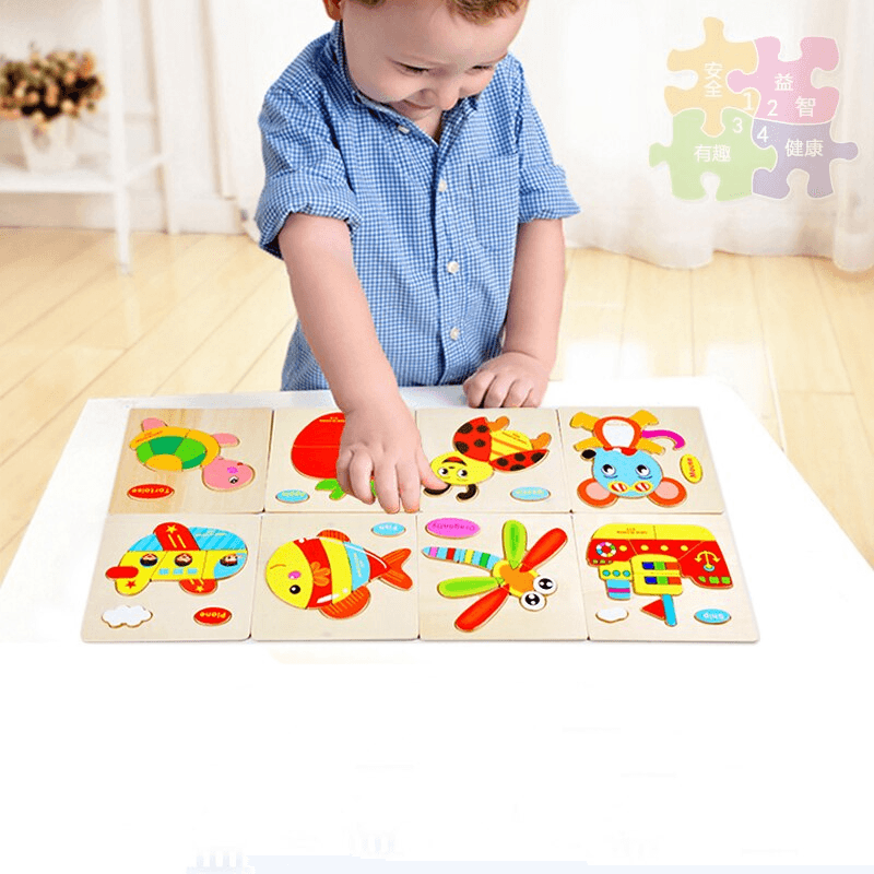 Wooden 3D Stevvex Modern Interesting Baby Learning Puzzles for Children Cartoon Animal Fruit Puzzles Intelligence Kids Children Educational Toy - SJB-DIAMOND ELITES
