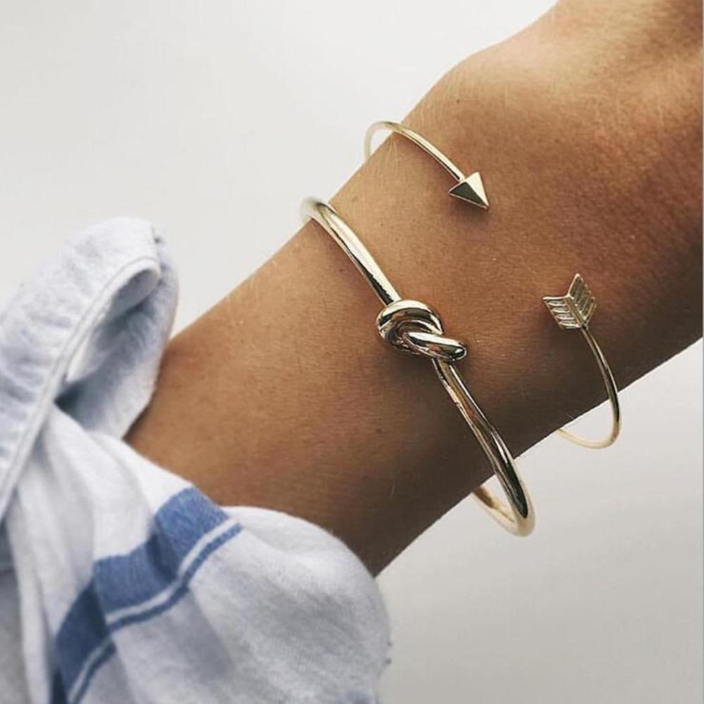 Fashion Bohemia Leaf Round Knot Cuff Bangle Gold Chain Charm Bracelet  for Women Simple Geometric Bracelets Luxury Jewelry - SJB-DIAMOND ELITES