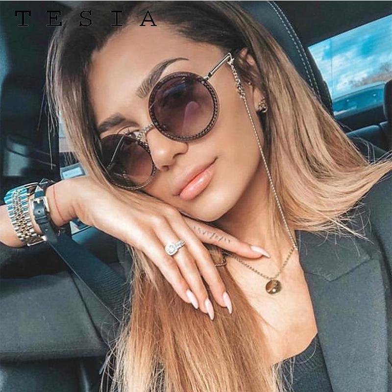 Famous Luxury Round Retro Rimless Elegant Woman and Lady Sunglasses Style With Zircons and Diamonds and UV400 Protection - SJB-DIAMOND ELITES