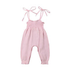 Baby Summer Clothes Sleeveless Strap Pants Solid Overalls Cotton Outfits Jumpsuits/ Romper for Girls