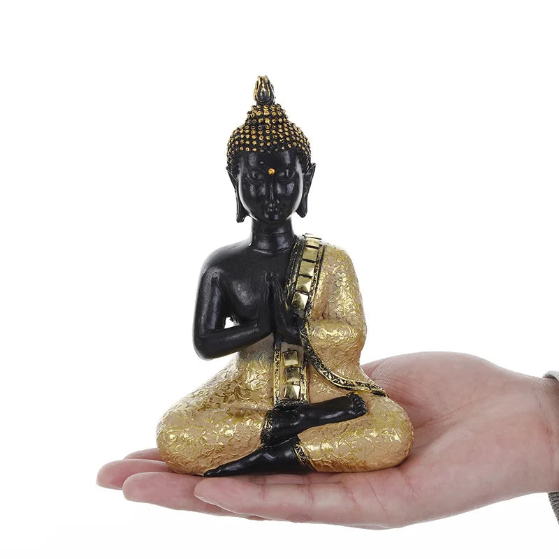 Thai Buddha Figurine Sculpture Sitting Buddha Statue Home Office Decor Indoor Statue Ornament 15cm Feng Shui Ornaments Crafts Lootquake LLC
