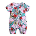 Summer Newborn Fashion Boy and Girls Printed Flower Short-sleeved Romper /  jumpsuit For Kids