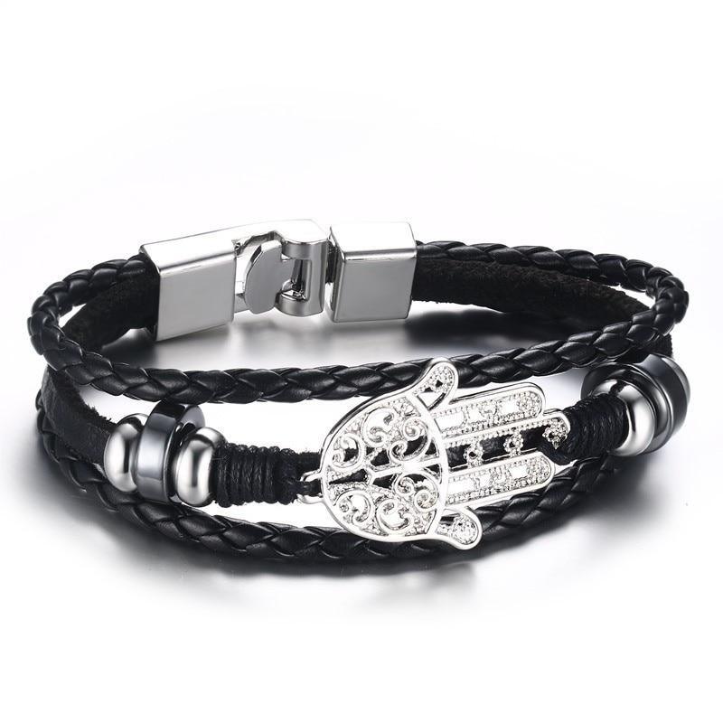 Lucky Vintage Men's Leather Bracelet Playing Cards  Charm Multilayer Braided Men and Women Gift - SJB-DIAMOND ELITES