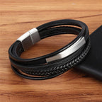 Classic Genuine Leather Bracelet For Men Hand Charm Jewelry Multilayer Magnet Handmade Gift For Cool Boys - SJB-DIAMOND ELITES