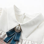 Modern Retro Vintage Handade Cute Newborn Infant Toddler Baby Girls Dress with A-line Lantern Sleeve For Girls Kids