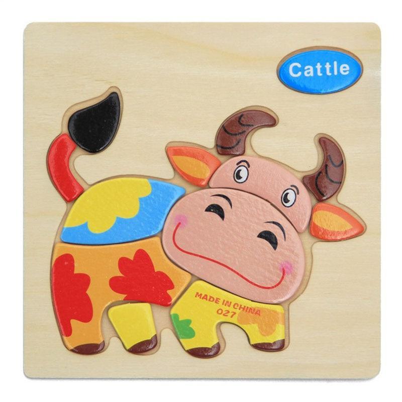 Wooden 3D Stevvex Modern Interesting Baby Learning Puzzles for Children Cartoon Animal Fruit Puzzles Intelligence Kids Children Educational Toy - SJB-DIAMOND ELITES