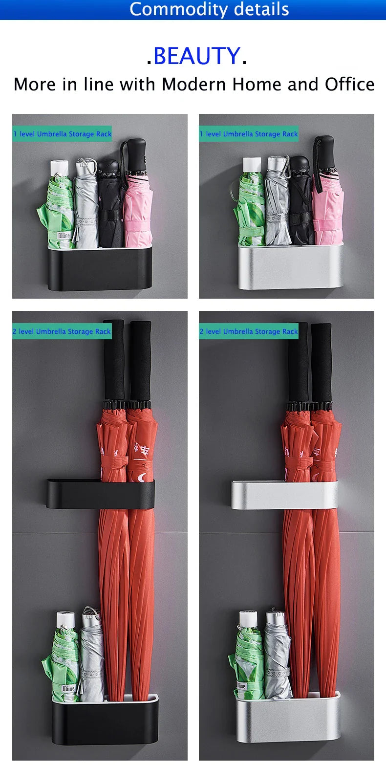 Portable Wall Mounted Umbrella Storage Rack Creative Wall Umbrella Clip Holder Racks Home Storage Hanger Organizer Lootquake LLC