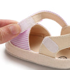Newborn Baby Girl Striped Bow Sandals Soft Shoes Infants Anti-Slip Sneaker New Fashion Clogs 0-18M Stevvex