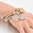 Shiny Elegant New Fashion Modern Luxury Heart Bracelet And Bangles Popcorn Chain Set Friendship Bracelets for Girls - SJB-DIAMOND ELITES