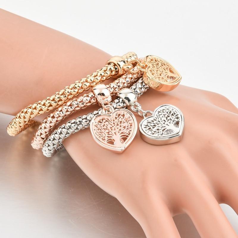 Shiny Elegant New Fashion Modern Luxury Heart Bracelet And Bangles Popcorn Chain Set Friendship Bracelets for Girls - SJB-DIAMOND ELITES