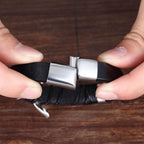 Classic Genuine Leather Bracelet For Men Hand Charm Jewelry Multilayer Magnet Handmade Gift For Cool Boys - SJB-DIAMOND ELITES