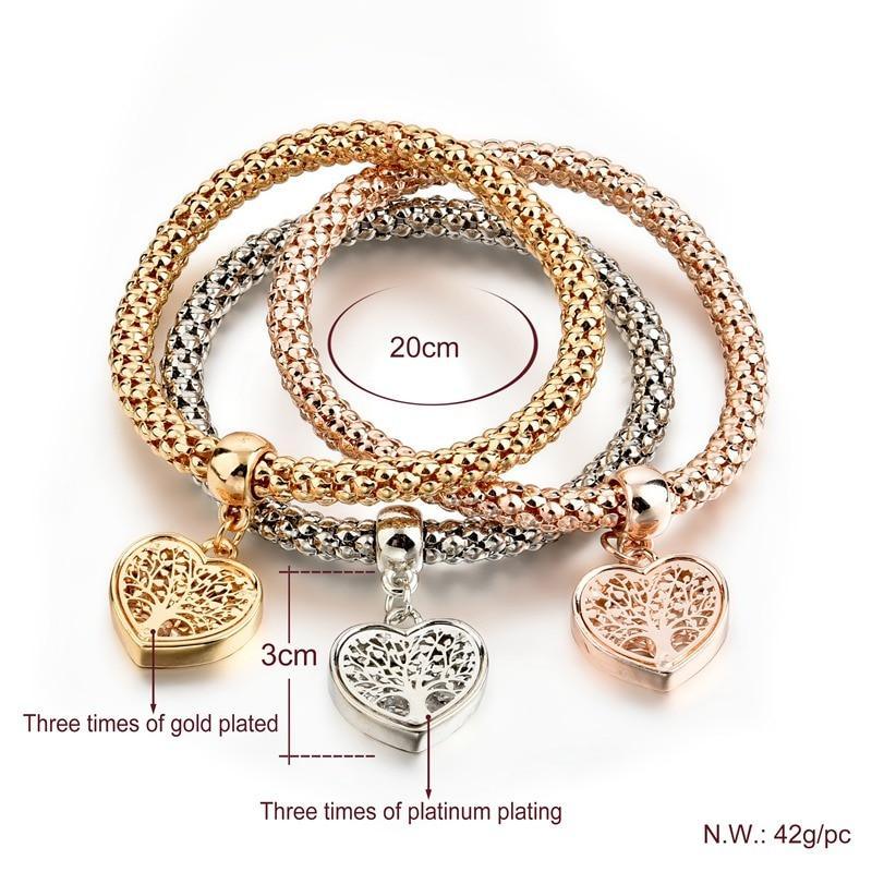 Shiny Elegant New Fashion Modern Luxury Heart Bracelet And Bangles Popcorn Chain Set Friendship Bracelets for Girls - SJB-DIAMOND ELITES